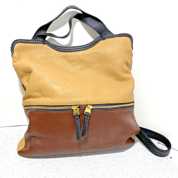 Fossil tan brown leather 2-way messenger bag purse vintage crossbody adjustable - Picture 10 of 11